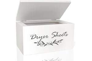 WellSign Dryer Sheet Holder with Hinged Lid for Laundry Room Farmhouse Decor,Wooden Dryer Sheet Container Dispenser,Fabric Softener Sheets Organization and Storage for Home Decor 1PK