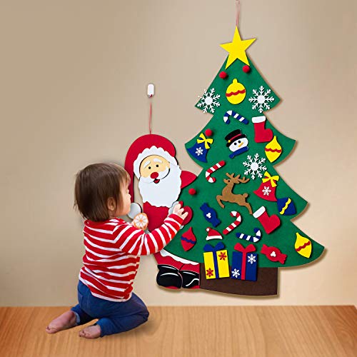 SUNTECH DIY Felt Christmas Tree with 38 Pcs Ornaments Wall Hanging Xmas Gifts Home Door Decoration - Thumbnail 2
