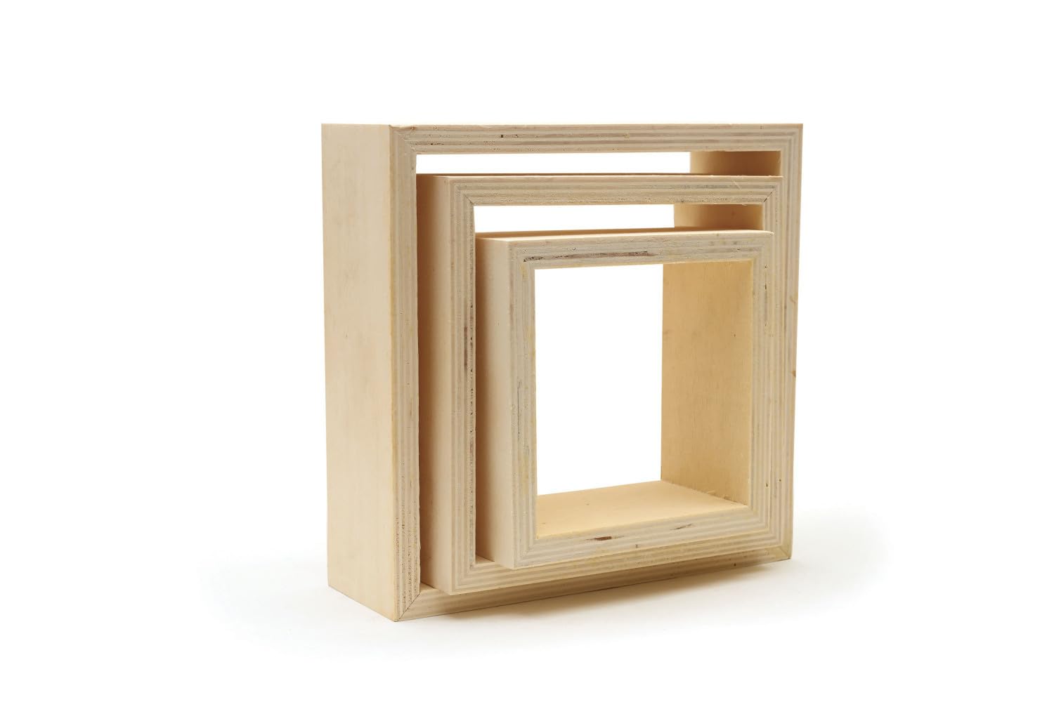 Graine Créative 3 Small Square Wooden Shelves 22 x 22 x 8 cm