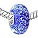LovelyCharms 925 Sterling Silver Dark Blue Bubbles Murano Glass Beads Fit Charm Bracelets