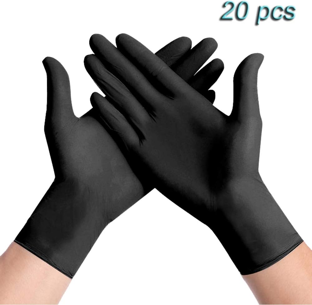 HODORPOWER Nitrile Gloves Medium/Large/Small Disposable 100PCS Disposable-Work, Cleaning, Examination Latex-Free, Powder-Free Gloves (Medium, Black)