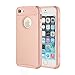 MTRONX Phone Case for iPhone 5, iPhone 5s, Shockproof Hybrid Hard Soft TPU Case Bumper for Apple iPhone 5, iPhone 5s - Rose Gold/Rose Gold(HC-RGRG)