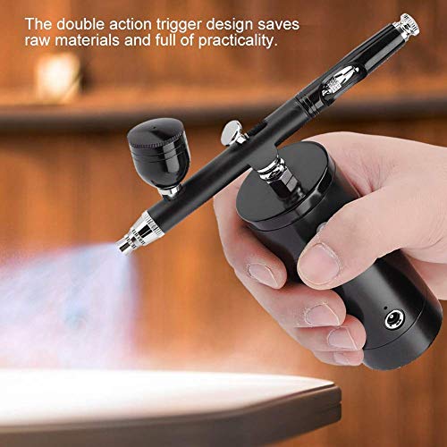 Multi-Purpose Airbrush Set - Mini Air Compressor Spray Gun, Dual Action 0.3mm Airbrush Gun, 7CC Capacity Set for Paint Art Tattoo Nail Design (Color : Black)