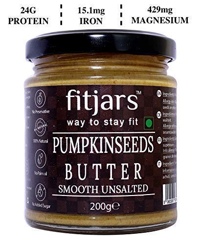 FITJARS Pumpkin Seeds Butter Smooth, Unsalted (Pumpkin Seeds), All Natural Stone Ground Keto Diet Vegan Butters -200 ge