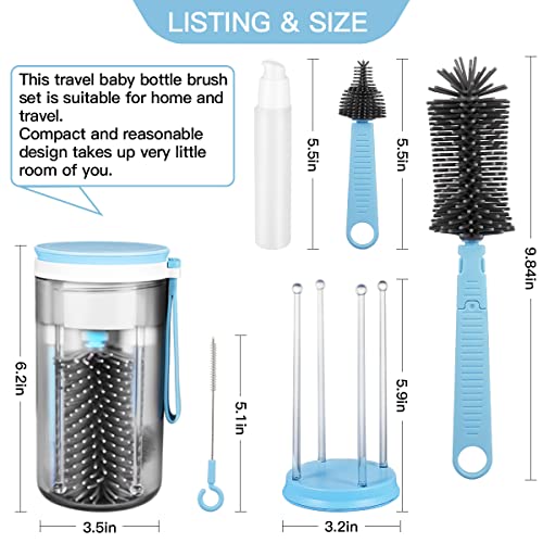 YKW 6in1 Bottle Brush Cleaning Set,with Storage Holder Long Handle