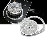 MAX WHOLESALE Genuine Bling Crystal Gear Shift Knob Golden Badge Cover XF F-Pace Emblem Ring For Jaguar (Chrome Silver)