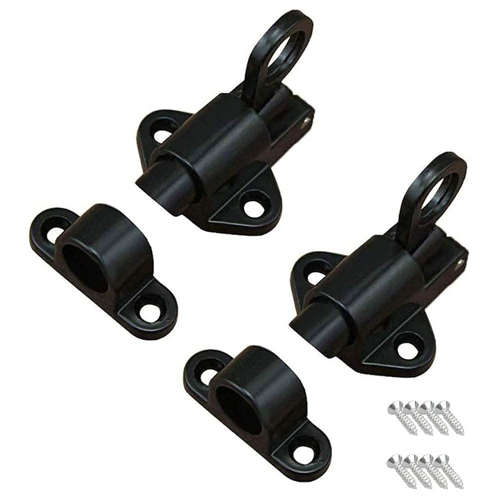 2 Pcs Spring Door Bolts,Door Bolt Locks,Latch Lock for Internal Door,Spring Latch Bolts with 8 Screws,Suitable for Fixing Windows,Wooden Door,Courtyard Doors, Cabinets,Storage Cabinets (Black) โ image 1