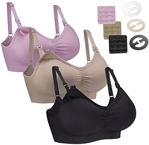 WhiFan 3PACK Womens Seamless Nursing Bras & Anti-Slip Clips Maternity Bra Bralette