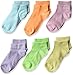 Fruit of the Loom Toddler Girls' Comfy Ankle Socks (6 Pack), Pink/Green/Purple/Lemon/Peach/Blue, Shoe Size 7.5-11 Large (Ages 3-5 Yrs)