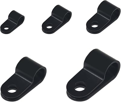 DDHOMIN 240 PCS R Type Cable Clips P Clips Black Cable Cleats
