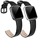 SWEES Leather Bands Compatible with Fitbit Versa 2 & Versa Lite Small & Large, Genuine Leather Band with Stainless Steel Buckle Strap Replacement Wristband for Versa Women Men, Rose Gold, Black, Brown
