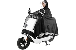 SIQITECHNO Universal Motorcycle Rain Poncho with Double Mask Reflective Waterproof Bike Scooter Bicycle Full Body Long Raincoat Camping Hiking Cycling Hooded Rain Cover Poncho Jacket for Men Women