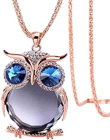 Clearance Deals Owl Pendant Necklace Women Vintage Glass Cabochon Necklace Jewelry (A)