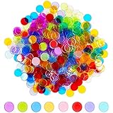 Hebayy 500 Transparent 8 Color Clear Bingo Counting Chip Plastic Markers (Each Measures 3/4 inch in Diameter)