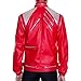 Mjb2c-Michael Jackson Costume Beat it Metal Zipper Leather Jacket/Red/XXX-Large