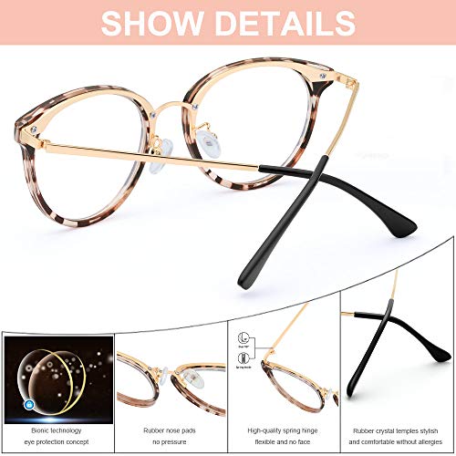 Blue Light Blocking Glasses for Women MenFEIDU Round Computer Reading