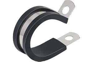 JWGJW Rubber Cushioned Insulated Clamp 50 Pack 1 Inch, Stainless Steel Cable Clamp, Metal Wire Clamp For Pipe or Wire Cord Installation