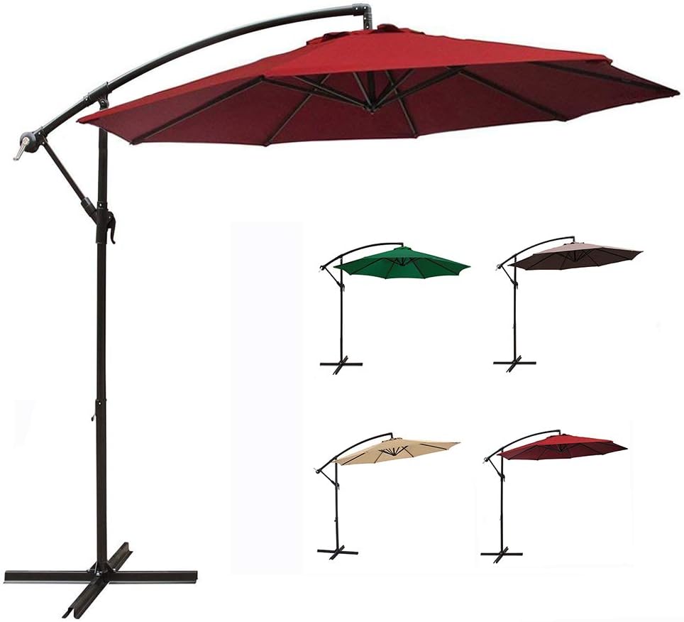 Mcc Direct 3 M Patio Parasol Cantilever Hanging Garden Beach Banana Umbrella Canopy Burgundy Amazon Co Uk Garden Outdoors