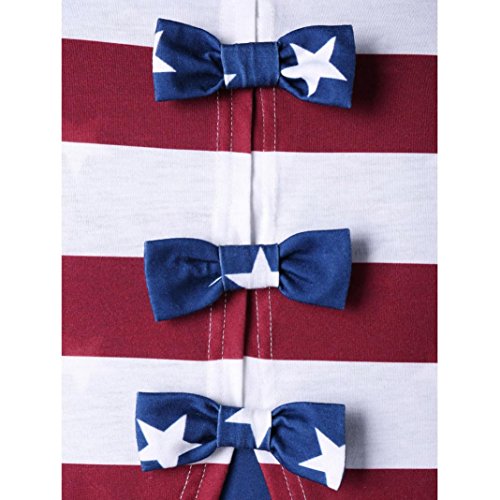 Howley Fashion Womens Plus Size American Flag Print Ruffles Bowknot Patriotic Tank Tops (2XL) - Thumbnail 3