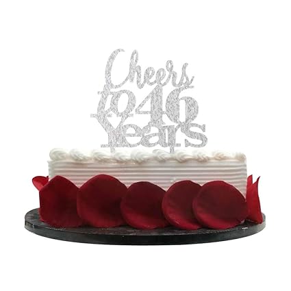 Silver Cheers To 46 Years Cake Topper 46th Birthday Wedding