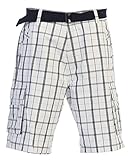 Gioberti Men's Plaid Belted Cargo Shorts