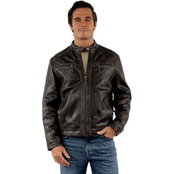 Scully Mens Washed Jean Cognac Leather Leather Jacket S at Amazon