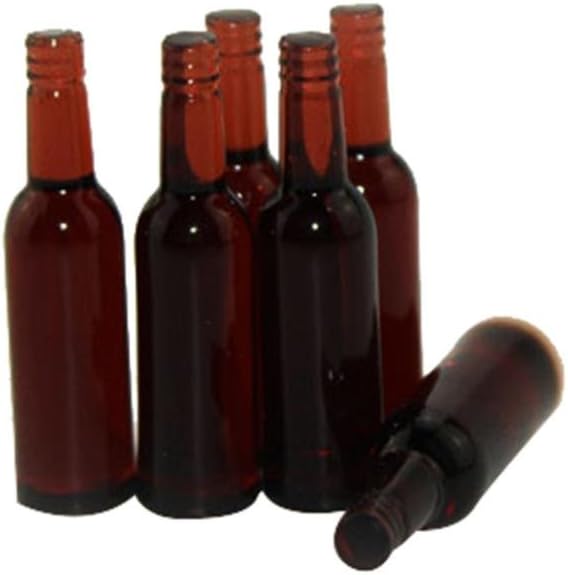 1/12 Scale Mini Wine Bottle Model Miniature Dollhouse Accessories-Kids Toy (Brown)