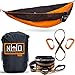 Double Camping Hammock - Portable Two Person Parachute Hammock for Outdoor Hanging. Heavy Duty & Lightweight, Best for Backpacking & Travel. Sunrise Edition (Orange/Black)