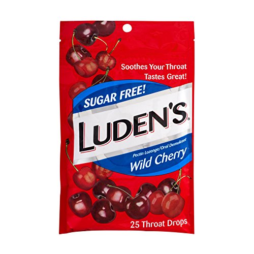 Luden's Cough Drops Throat Drops, Sugar Free, Wild Cherry 25 Each (6