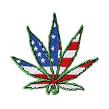 Pot Marijuana Leaf US USA Flag Logo Embroidered iron on Hippie Patch