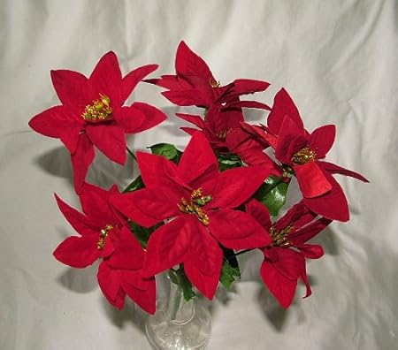 Immagini Di Stelle Natalizie.A1 Homes 3 Mazzi Di Stelle Di Natale Artificiali In Velluto Con 7 Fiori Ciascuno Colore Rosso Amazon It Casa E Cucina