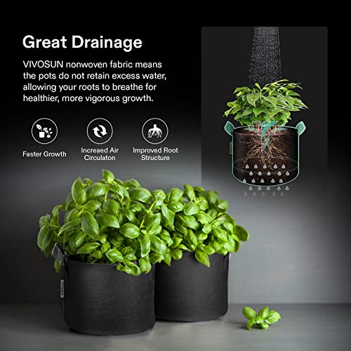VIVOSUN 10Pack 3 Gallon Grow Bags, Reinforced Planter Fabric Pots for