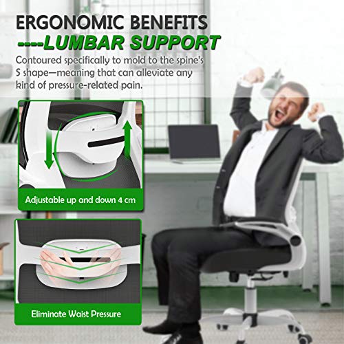 Mimoglad Office Chair, High Back Executive Computer Desk Chair - Adjustable Height and Flip-up Arms Swivel Chair Thick… - Image 4