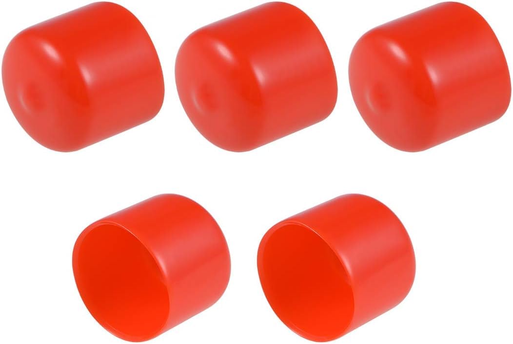 TA-VIGOR 10Pcs Rubber End Caps, 25mm ID Round Flexible Screw End Caps Thread Protectors, Red Vinyl Bolt Covers Rubber Covers for Screws, Tubes, Cables, Wires, etc