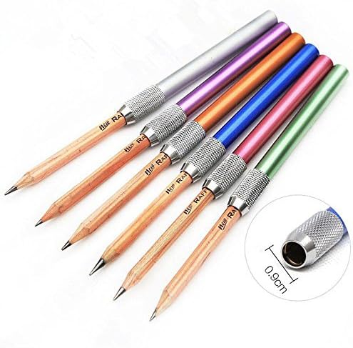 6 Pieces Assorted Colors Aluminum Pencil Lengthener Extender Holder with 6 Colors