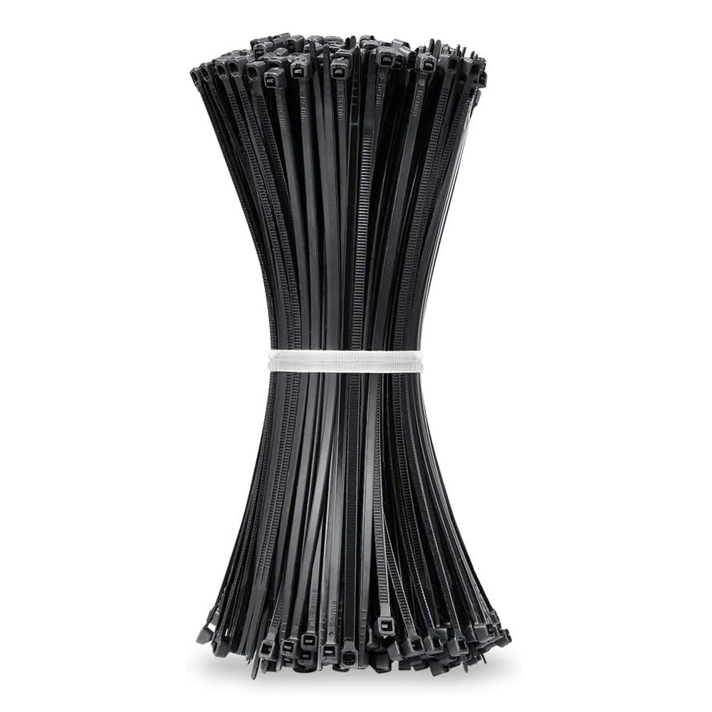 KafTon Cable Ties 300mm x 4.8mm Black 100 Pack Strong Nylon Plastic Zip Ties