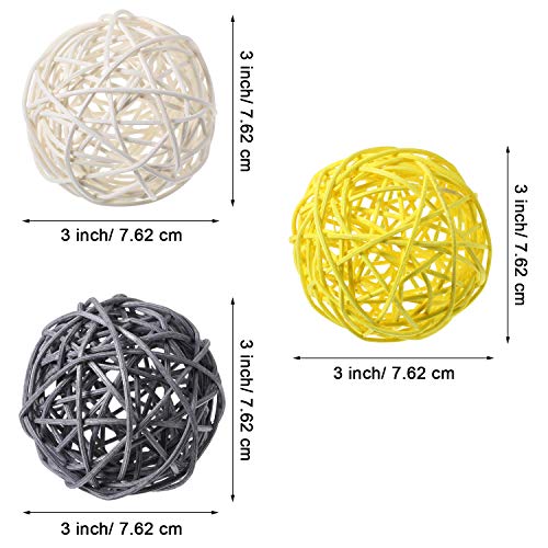 Yaomiao 6 Pieces Wicker Rattan Balls Decorative Orbs Vase Fillers for