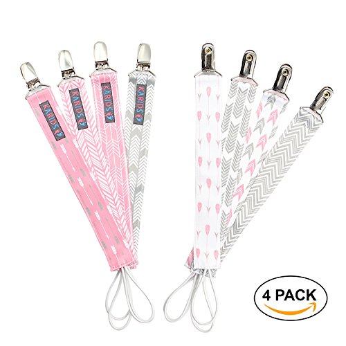 Pacifier Metal Clip (4 Pack) for Babies, Infants, and Toddlers Unisex