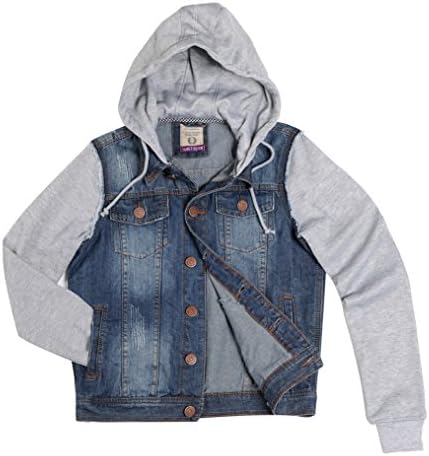 Dolcevida Mens Casual Denim Hooded Jacket Slim Fit Jeans Trucker Long Cotton Sleeves Jacket (M)