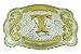 Rideaway Initial Letters Western Style Cowboy Rodeo Gold Large Belt Buckles, Letter T