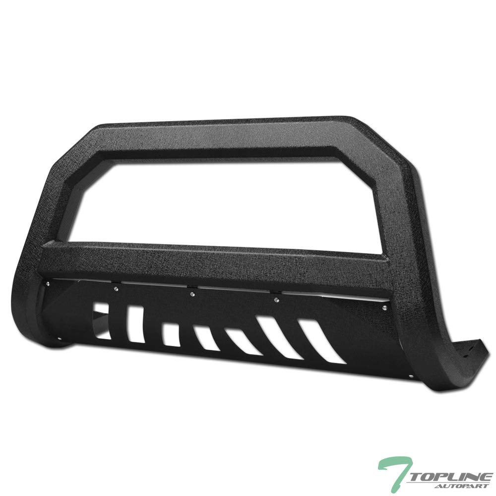 Textured Black AVT Style Bull Bar Brush Push Front Bumper Grill Grille Guard with Skid Plate Compatible with 88-00 Chevy GMC C10 C/K Pickup/Suburban/Silverado Sierra/Tahoe Yukon
