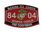 MARINE CORPS 8404 FMF CORPSMAN SEMPER FIDELIS MOS Patch - Vivid Colors - Veteran Owned Business.