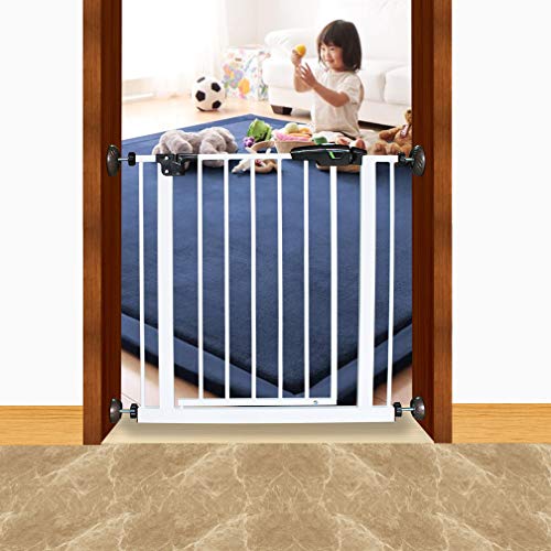 Plastic Baby Gate Wall Bumper,PRObebi Child Gate Small Protector fit 60 Baby Gate,Pet Gate with Door-Dog Gate Extra Wide,Baby Gate Wall Mount Saver Pressure Mount Replacement Part Accessory,4PCS Brown - Thumbnail 6