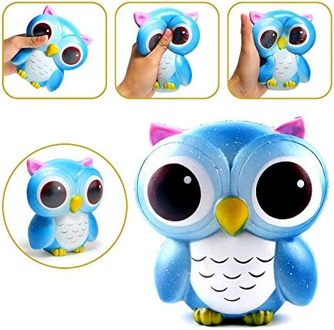 Anwish Blue Owl Squishies Slow Rising Soft Squishies Charms Fun Toys for Stress Relief and Time Killings Fun Toys for Stress Relief and Time Killing