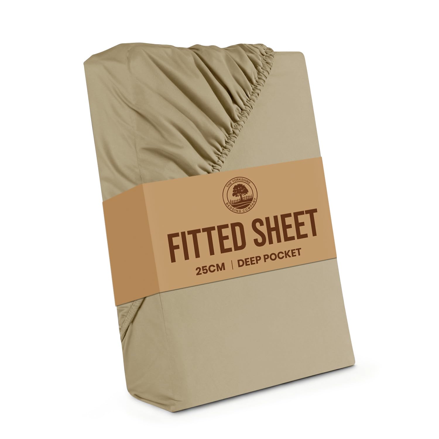 Yorkshire Bedding kingsize fitted bed sheets 25 CM Deep Beige Bedsheets with Elastic Corners Soft Brushed Microfiber Fabric Breathable Shrinkage & Fade-Resistant — image 1