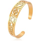Dreamtimes Witch Knot Bracelet for Women Stainless Steel Adjustable Open Cuff Bangle Celtic Quaternary Wiccan Witches Knot Bracelet Witchcraft Amulet Jewelry for Men Birthday Gift