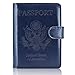 ACdream Passport Holder Cover, PU Leather Travel Wallet Case, RFID Blocking Document Organizer Protecrtor, with Slots for Credit Cards, Boarding Pass, for Women and Men - Dark Blue