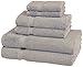 Amazon Basics Organic Cotton Bathroom Towels, 6-Piece Set, Marble Grey