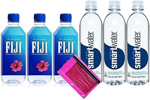 FIJI Natural Artesian Water and smartwater HEALTHY variety (Pack of 6) FREE BONUS PENCIL POUCH