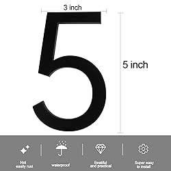 Self-adhesive House Number,5 Inch Black House
